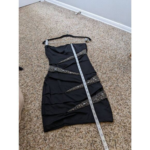 Nikibiki Strapless Bejeweled Black Mini Dress Small - Picture 3 of 13